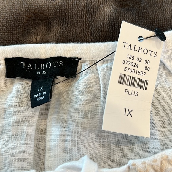 🎉Host Pick🎉Talbots Palm Embellished Linen Cotton Popover - Size 1X - Picture 15 of 15